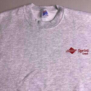 90s Sprint Centel Sweater XL Pullover Jerzees Super Sweat USA Logo Gray Normcore
